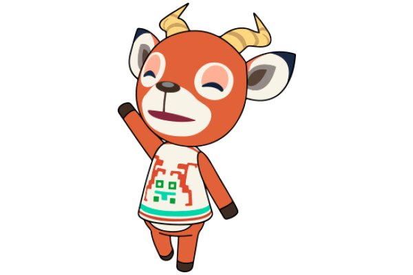 A Cute Cartoon Deer with a Smile and Horns