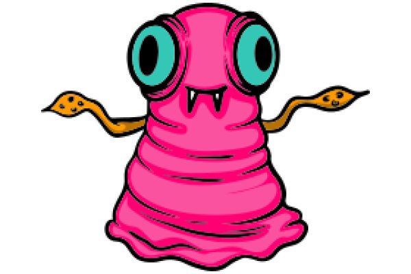 Whimsical Pink Creature with Blue Eyes and Yellow Antennae