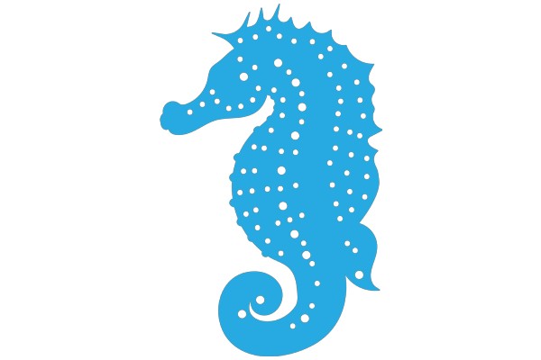 Stylized Blue Seahorse with White Dots