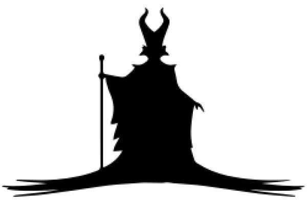 Silhouette of a Majestic Dragon-like Figure with a Scepter