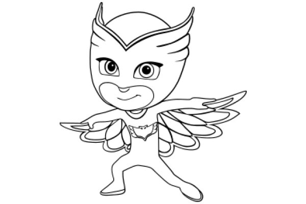 Stylized Illustration of a Winged Character with a Smile