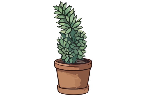 A Digital Illustration of a Potted Plant with Green Leaves