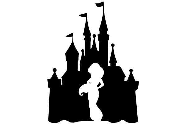 Silhouette of a Castle and a Mermaid