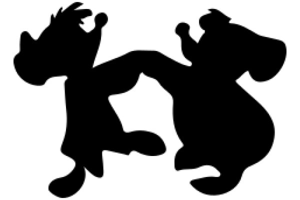 Silhouette of Two Cartoon Dogs in a Hug