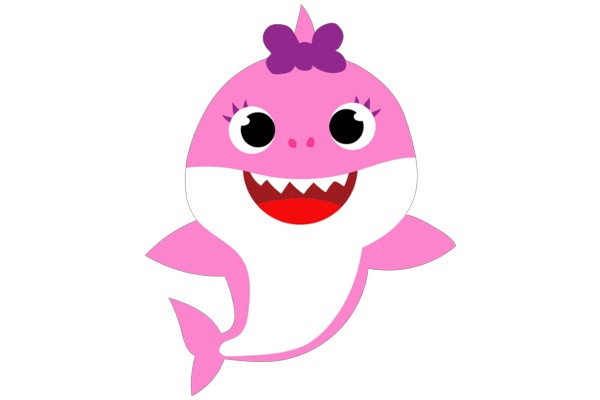 Whimsical Pink Shark with a Purple Bow and Big Eyes