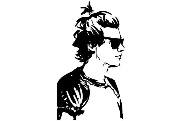 Silhouette of a Person with Sunglasses and a Ponytail