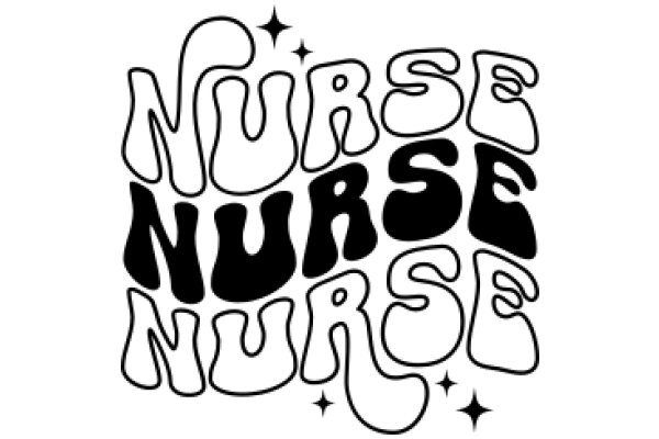 Stylized Nurse Logo with Text and Stars