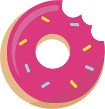 Vibrant Pink Donut with a Bite Taken Out, Illustrated in a Flat Style