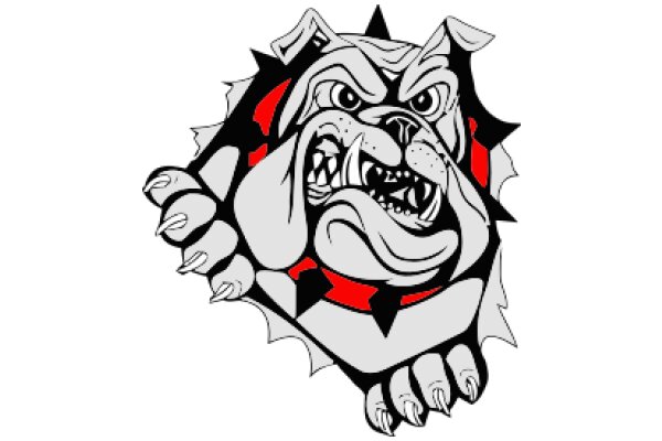 Stylized Bulldog Logo with Red and Black Accents