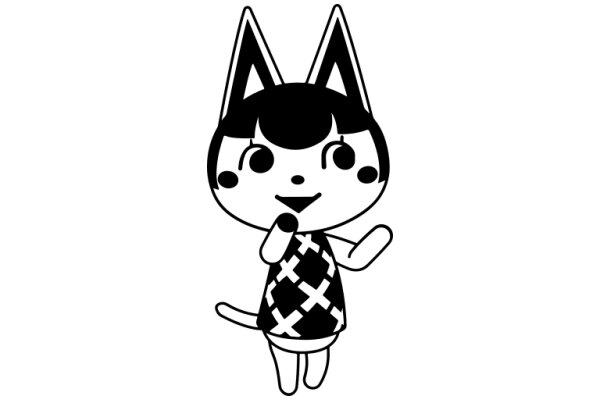 Adorable Cartoon Cat with a Playful Expression and a Stylish Outfit