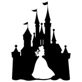 Silhouette of a Fairy Tale Castle and Princess