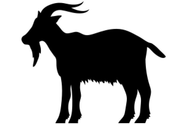 A Silhouette of a Goat with a Long Horn and Beard