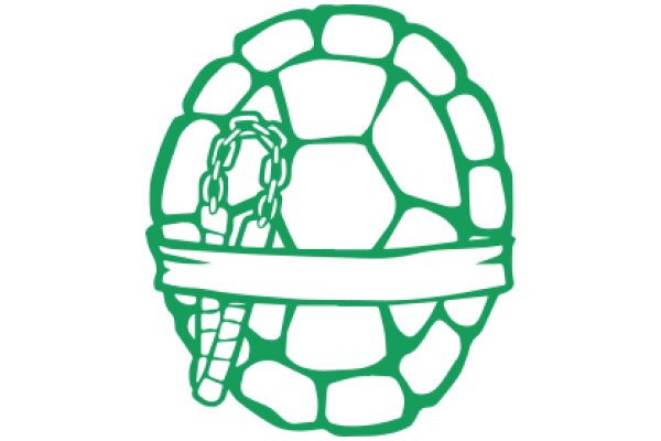 A Green Soccer Ball with a Chain and a Heart