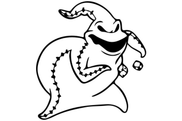 Whimsical Cartoon of a Smiling, Snake-like Creature with a Ball