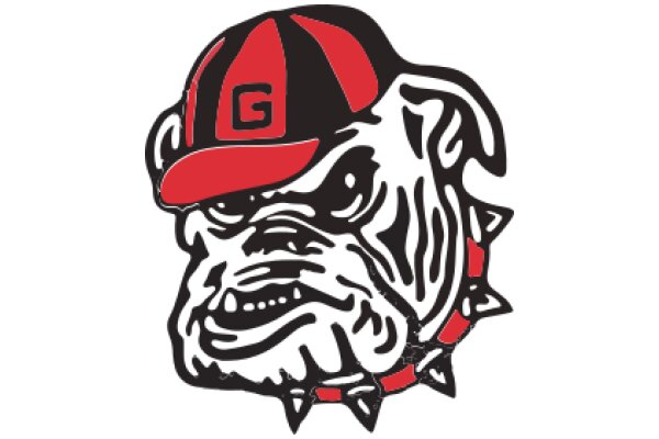 Stylish Bulldog Logo with a Red and Black Baseball Cap