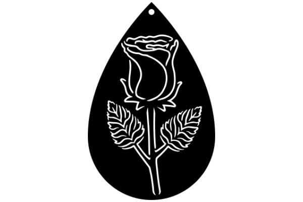 A Rose and Leaf Design on a Black Background