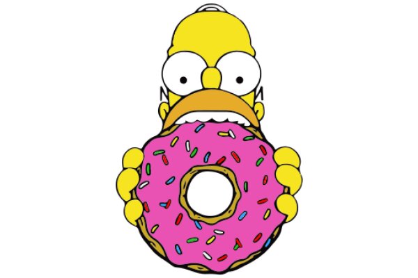 Simpsons-Inspired Humor: A Yellow Character with a Pink Donut