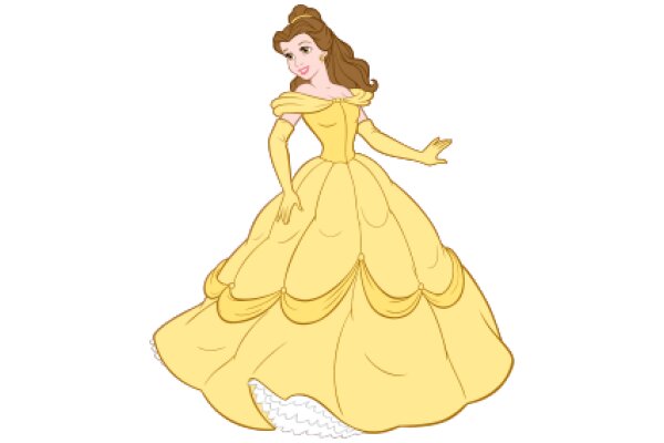 A Whimsical Illustration of a Princess in a Yellow Dress