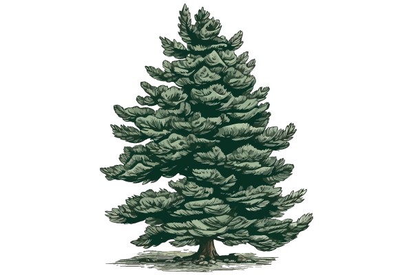 A Stylized Illustration of a Tall, Green Tree