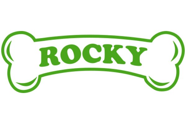 Green Bone Shaped Logo with the Word 'ROCKY'