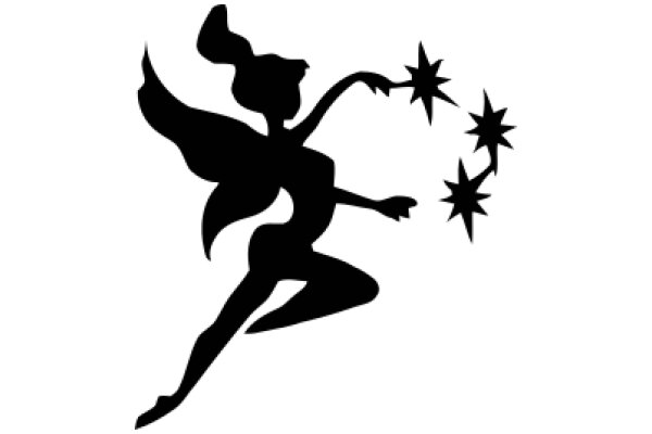 Silhouette of a Female Angel with Stars