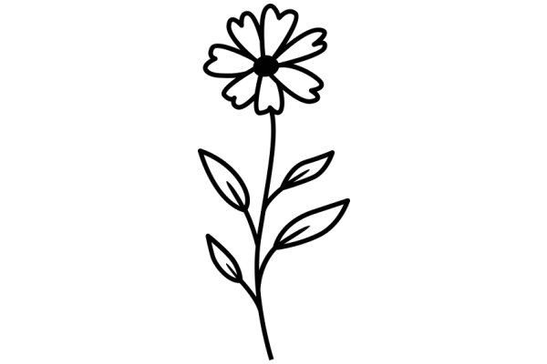 Simplistic Line Drawing of a Flower