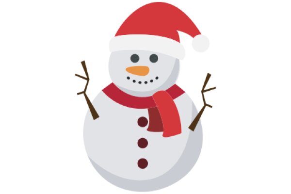 A Festive Christmas Greeting: A Snowman in a Santa Hat and Red Scarf