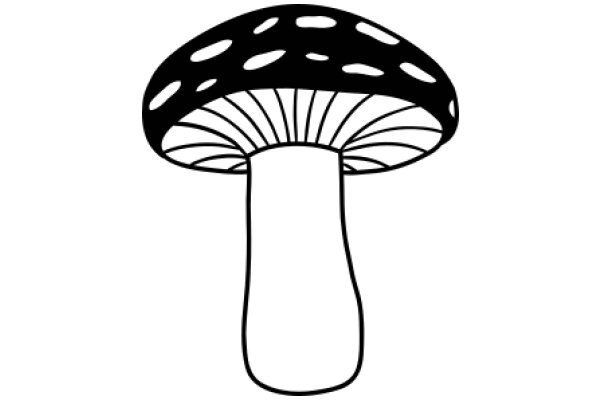 A Simple Line Drawing of a Mushroom