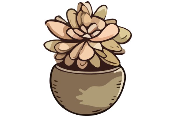 A Delightful Illustration of a Potted Plant with a Flowering Top