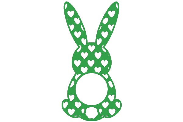 A Playful Easter Egg: A Green Bunny with Heart Patterns