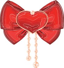 Vintage Red Bow with Heart-Shaped Center