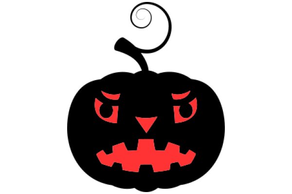 A Spooky Halloween Decoration: A Black Pumpkin with Red Teeth