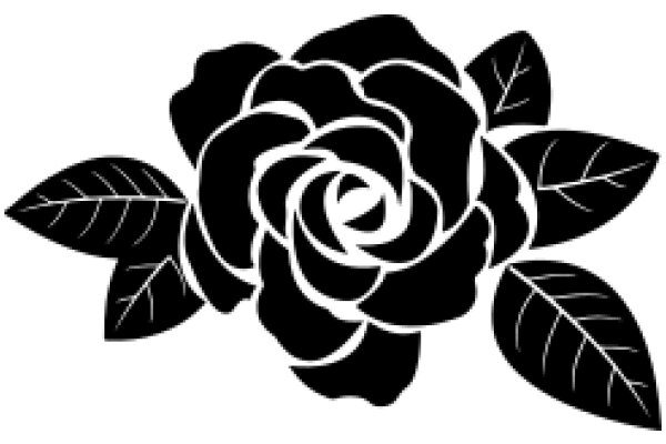 Elegant Black Rose with Leaves