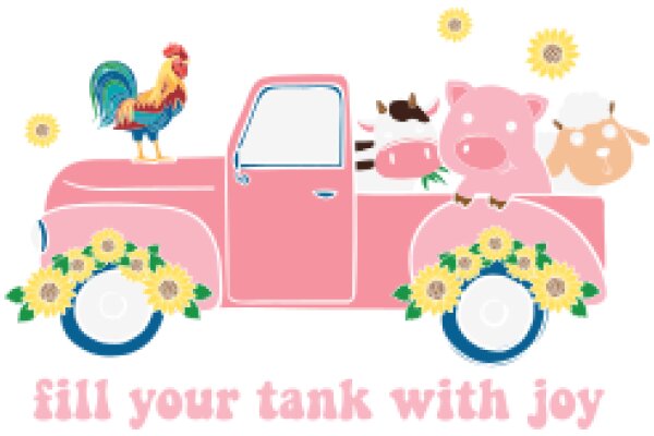 A Whimsical Scene of a Pink Truck and Friends