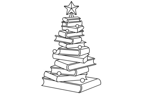 A Festive Scene: A Christmas Tree Surrounded by Books