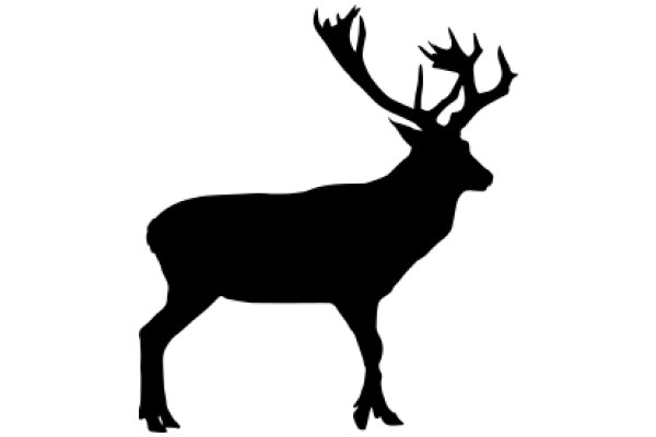 Stylized Silhouette of a Deer with Antlers