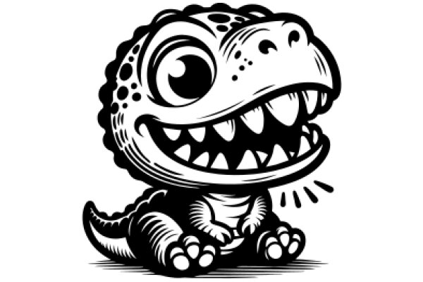 Adorable Cartoon Alligator with Big Eyes and a Smile