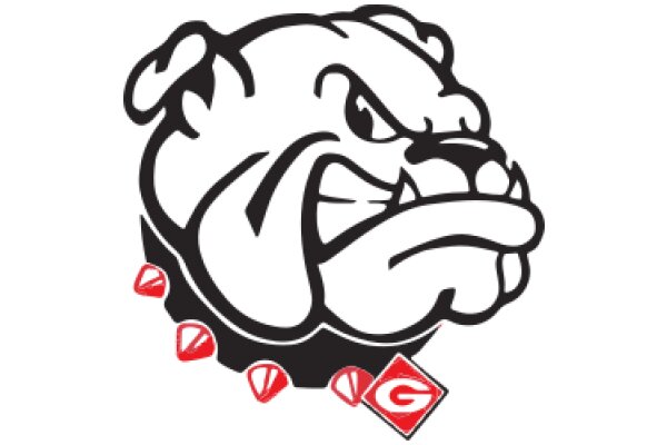 Stylized Bulldog Logo with Red Gems and a Diamond