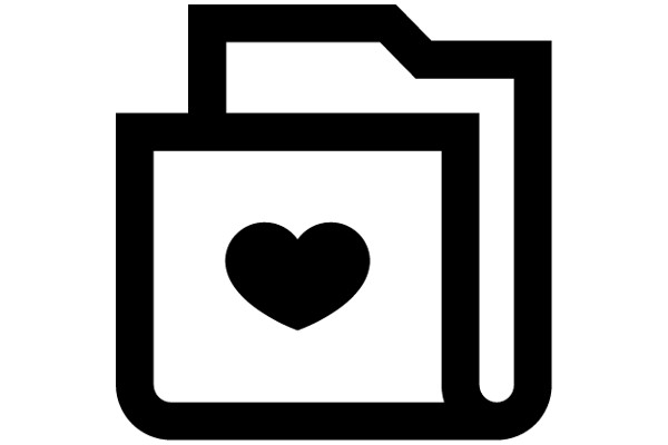 Simplistic Icon of a Folder with a Heart Inside