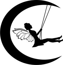 Silhouette of a Woman Soaring on a Crescent Moon