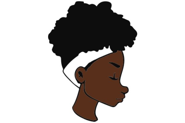 Stylized Portrait of a Person with Afro Hair and Headband