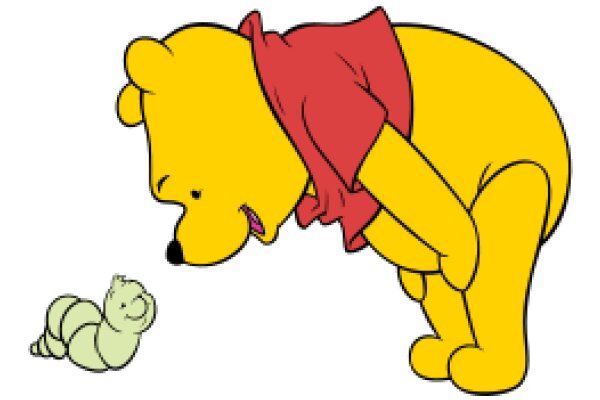 A Playful Interaction: Winnie the Pooh and a Caterpillar