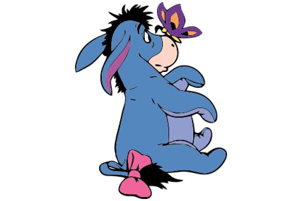 A Playful Encounter: Eeyore and the Purple Butterfly