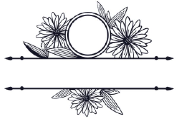 Elegant Floral Design with a Circle and Arrows