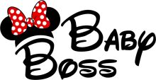 Mickey Mouse Ears with the Words 'Baby Boss' in a Stylized Font