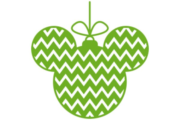 A Festive Green Chevron Gift Box with a Mickey Mouse Ear on Top