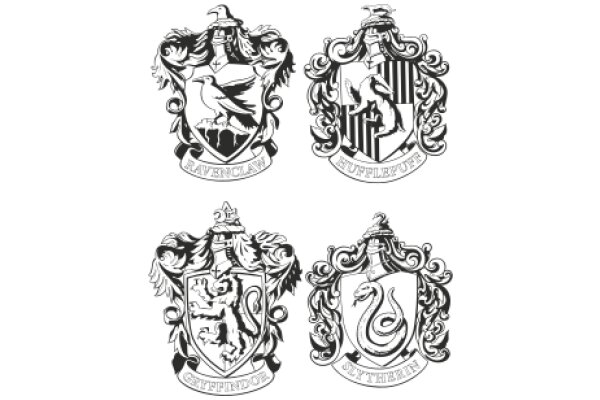 A Collection of Four Stylized Coats of Arms