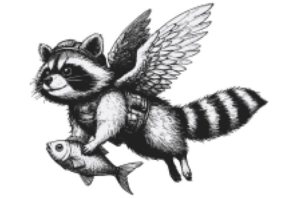 A Whimsical Adventure: A Raccoon Pilot and His Fish Companion