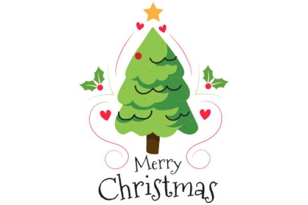 Merry Christmas: A Festive Illustration of a Christmas Tree with Holiday Greetings