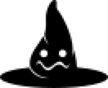 Whimsical Black and White Illustration of a Smiling Wizard Hat